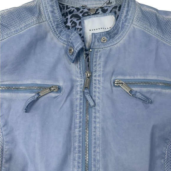 Rino & Pelle Women’s Light Blue Biker Style Bomber Jacket Women’s 42 (Large) - Picture 3 of 9